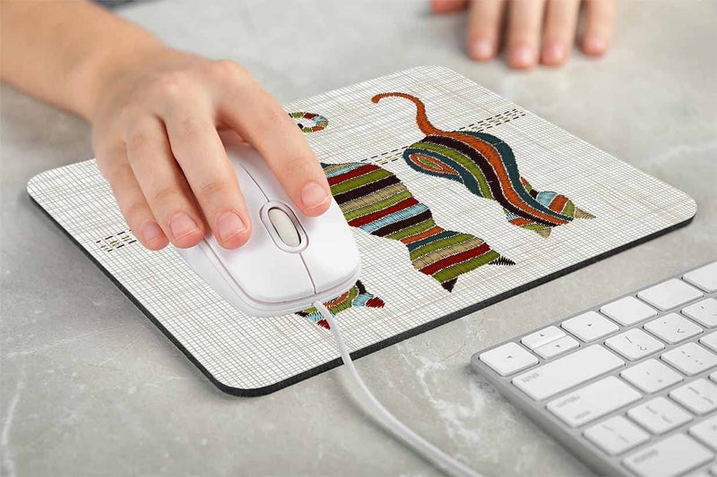 Solekla لوحة ماوس لطيفة على شكل قطة بتصميم محبوك، لوحة ماوس عائلية للقطط، حصيرة ماوس للألعاب مع تصميم مخصص، قاعدة مطاطية مضادة للانزلاق، وسادة ماوس مكتبية، حصيرة ماوس مكتبية مقاس 7.9 × 9.5 بوصة - Image 3